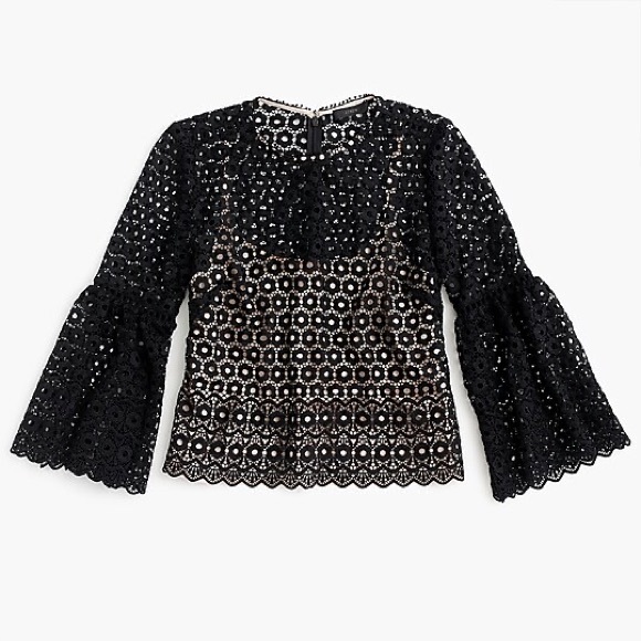 J. Crew Daisylace bell-sleeve top, 8 - Picture 1 of 8
